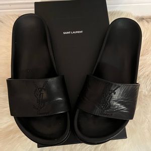 YSL leather slides Sz 37.5 eur  /7.5 USA womens